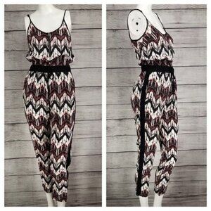 Material Girl Size S Crop Pant Jumpsuit Zipper Front Elastic Waist Side pockets